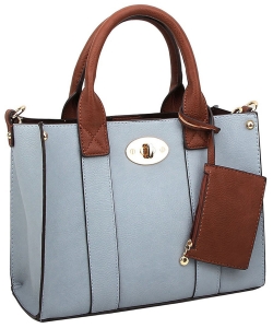 Fashion 3-in-1 Boxy Satchel WU061 BLUE GRAY